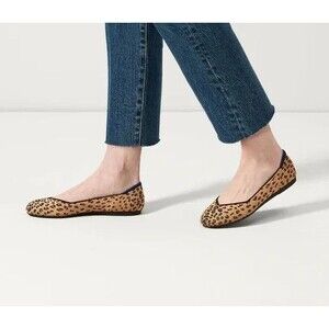 Rothy's Women's Brown Cheetah Ballerina The Flat Shoes  Size 11  Lite Washable